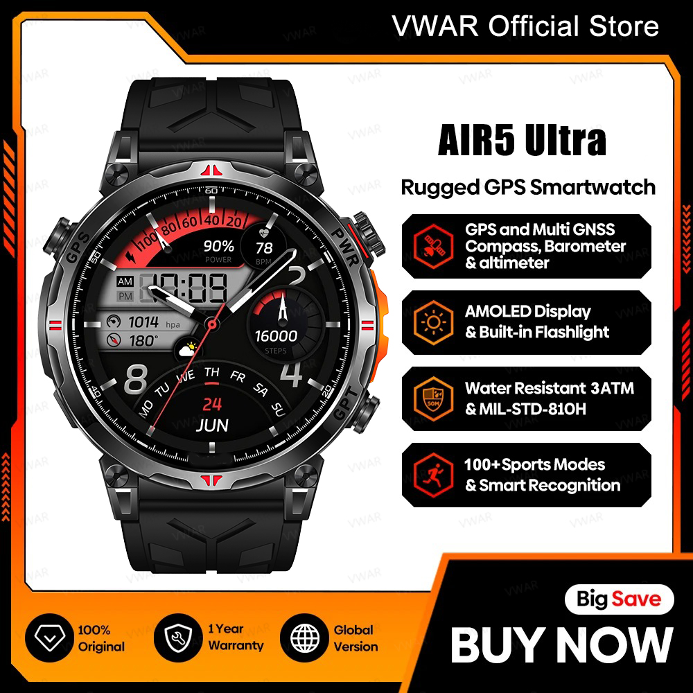 Watch Vs Amazfit - VWAR Air5 Ultra GPS 스마트워치 1.56인치