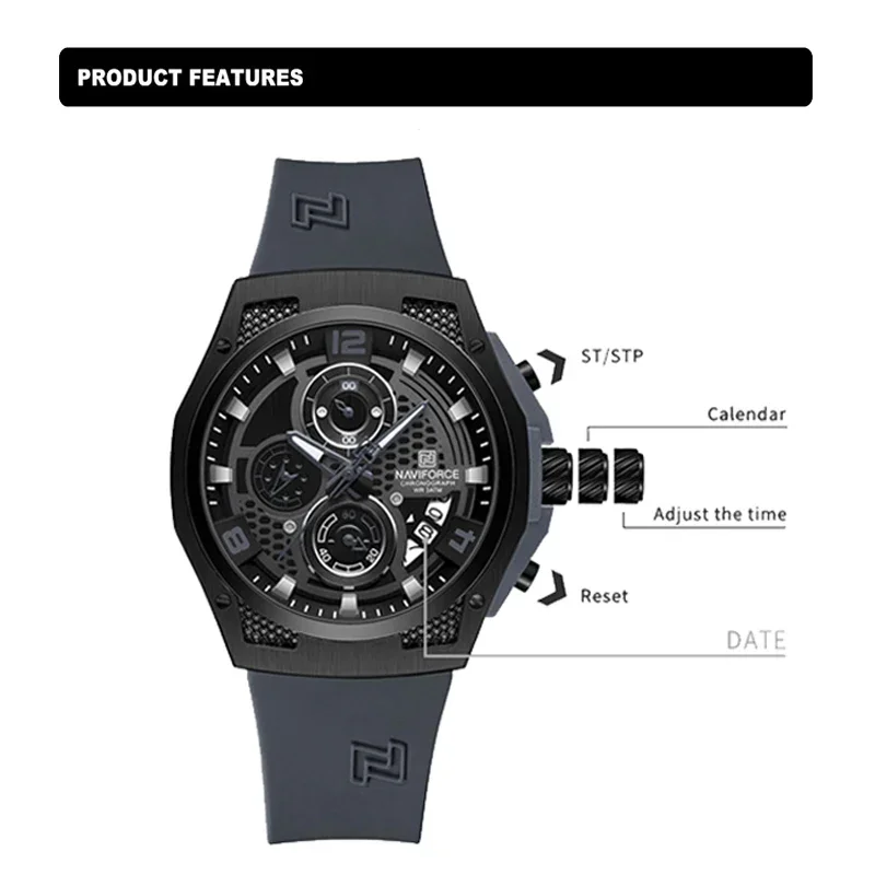 NAVIFORCE NF8051T 럭셔리 디자인 남성용  - Silicone Sport Band 리뷰 및 가격