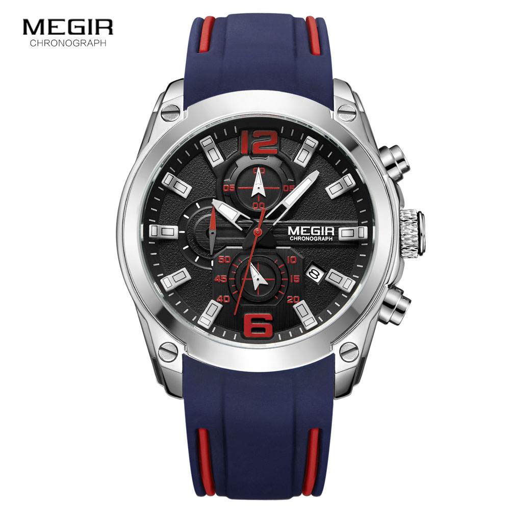 Megir 남성용 크로노그래프 아날로그 쿼츠 시계, 날 - Silicone Sport Band 리뷰 및 가격