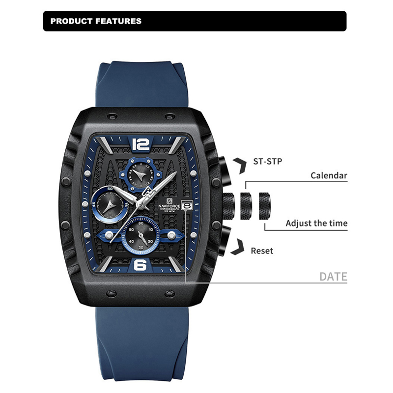 NAVIFORCE 남성용 럭셔리 시계 방수 스포츠 쿼츠 - Silicone Sport Band 리뷰 및 가격