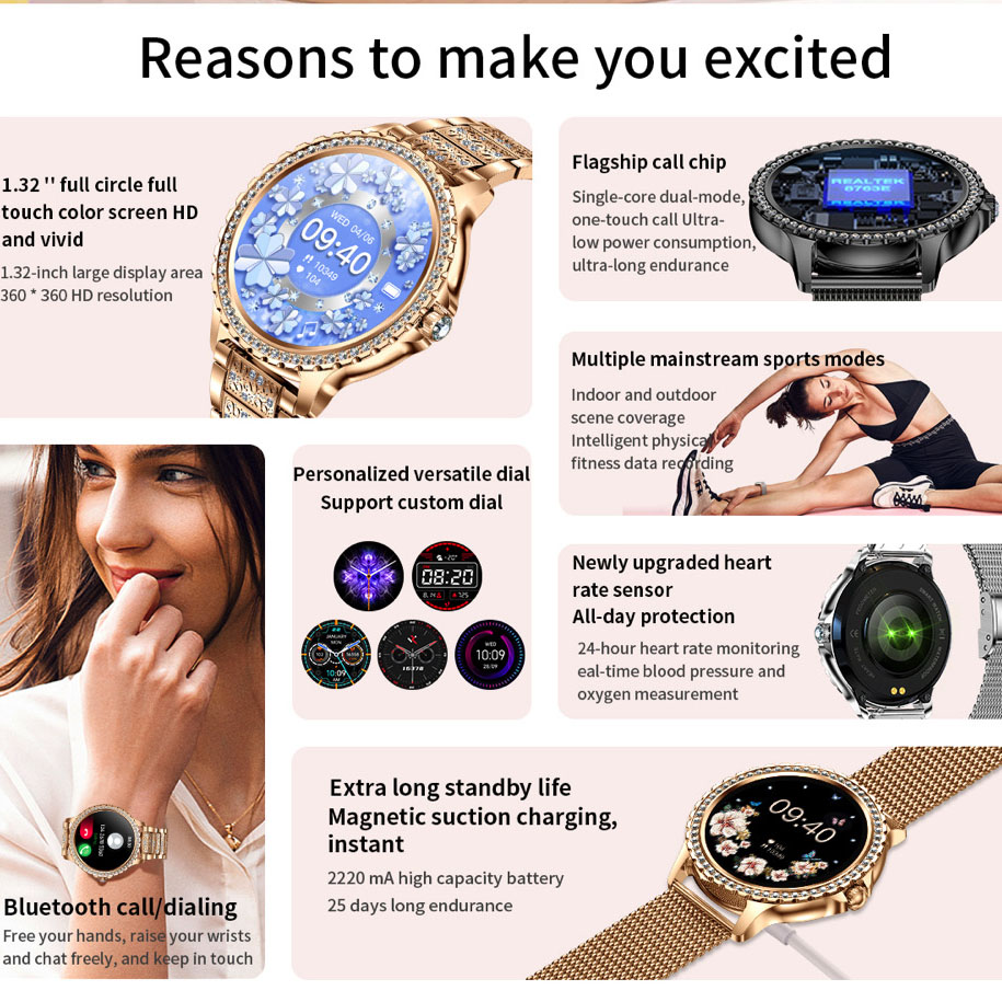 696 새로운 블루투스 통화 여성 스마트 워치 스포츠  - Smartwatch Ladies Watches For Women 리뷰 및 가격