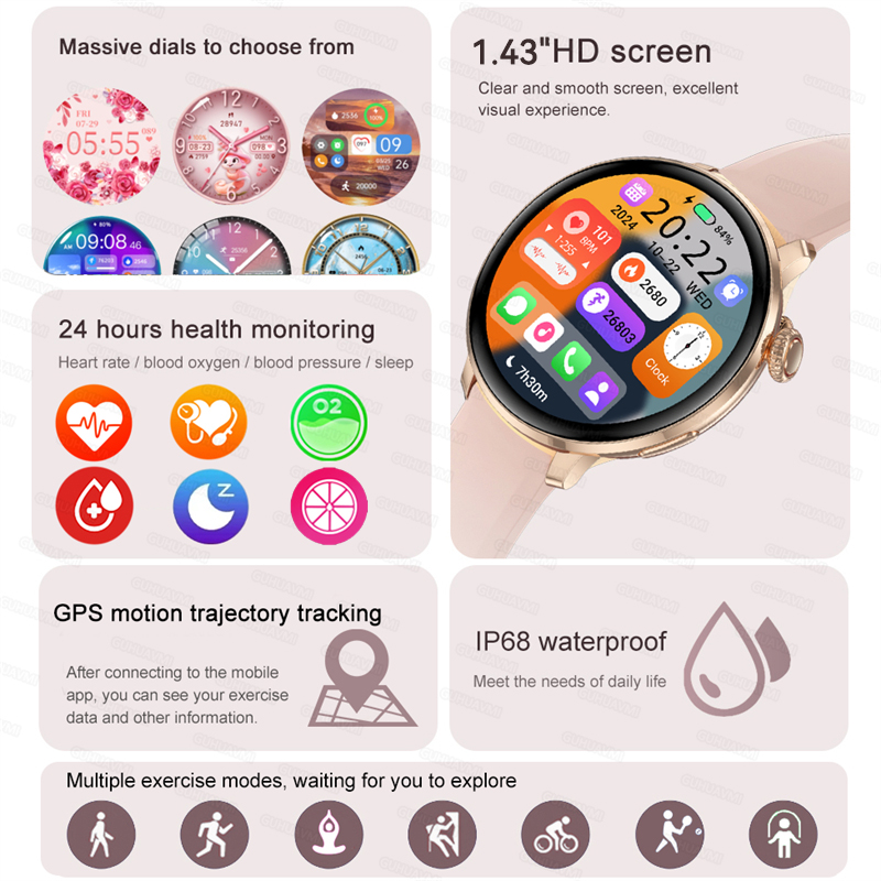 2026년형 스마트워치 여성용 1.43인치 초슬림 AM - Smartwatch Ladies Watches For Women 리뷰 및 가격