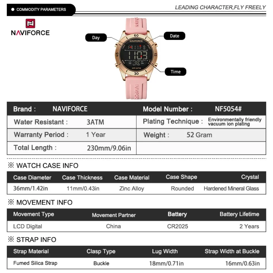 여성용 NAVIFORCE 시계 패션 스포츠 방수 Lcd - Silicone Sport Band 리뷰 및 가격